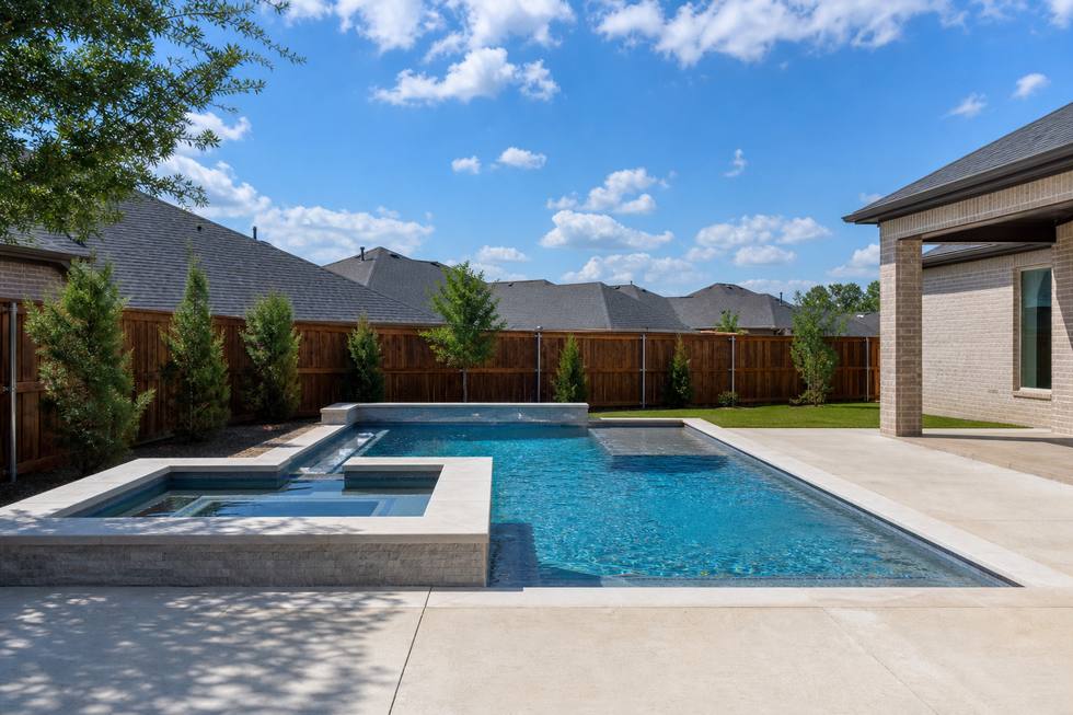 Family value pool package with spa and clean decking